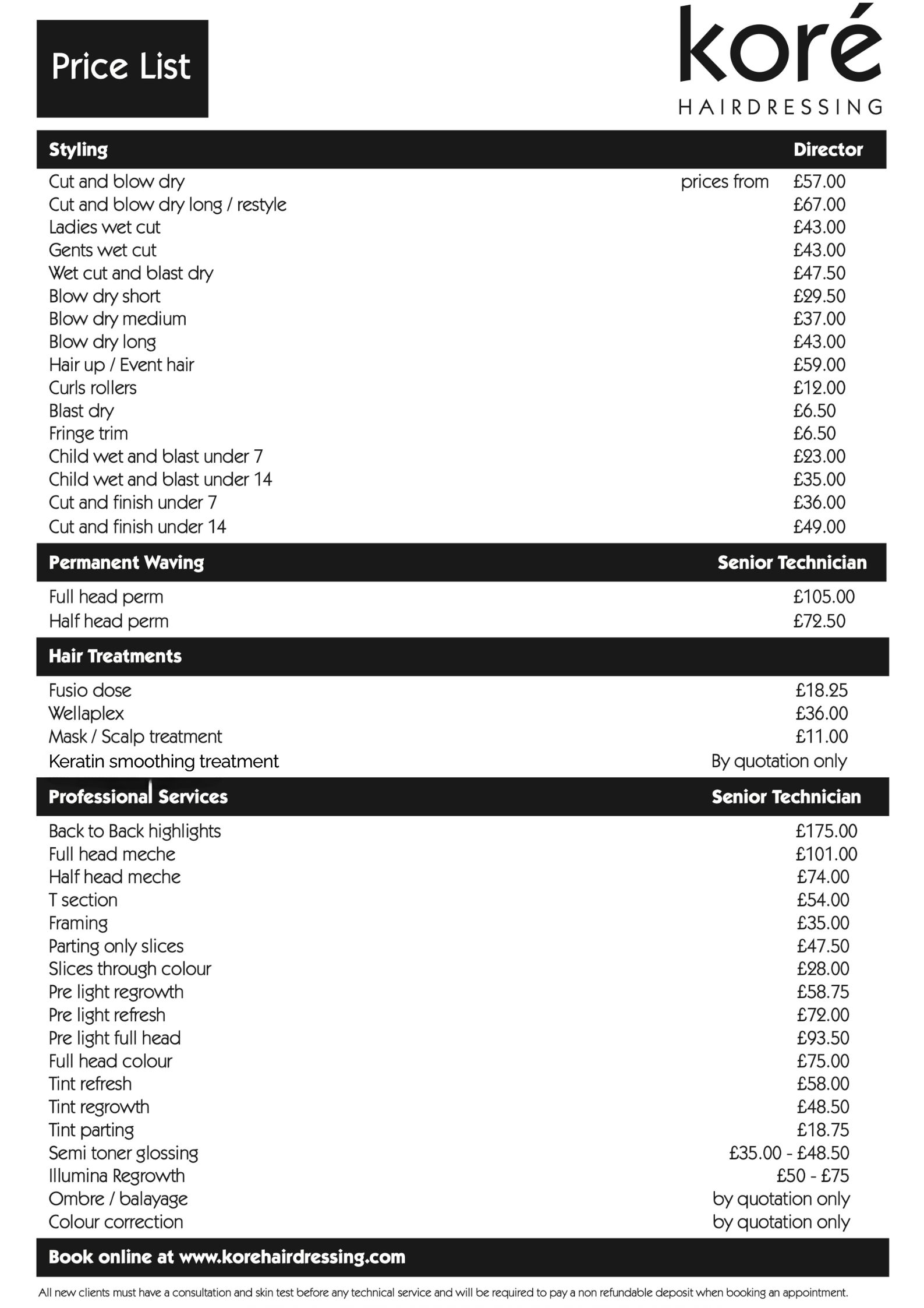 Price List 2020 - Oct 2020